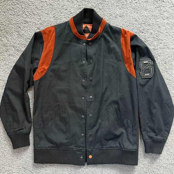 Black Scale Other - Black Scale Black and Orange Devil in the Details Bomber Jacket - Men's Size M
